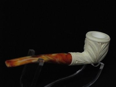 Straight Billiard Floral Block Meerschaum Pipe Hand carved Flower for Women 2027