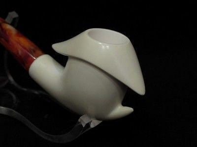 Smooth Abstract block Meerschaum Pipe Tobacco smoking Gift Case hand made 7764