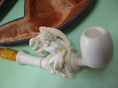 Eagle, Snake, Man Prominent Tobacco Meerschaum Pipe Greek Mythology Gift 7791