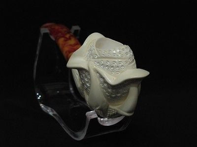 Eagle Claw Holding Rose Flower Block Meerschaum Pipe Hand carved in Turkey 0381