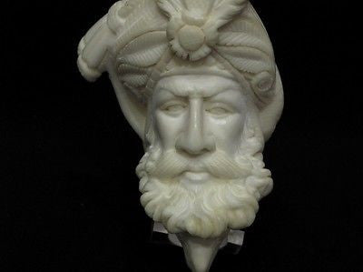 Ottoman Pasha and Eagle Bent Block Meerschaum Pipe Hand Made Big Bowl Gift 0793