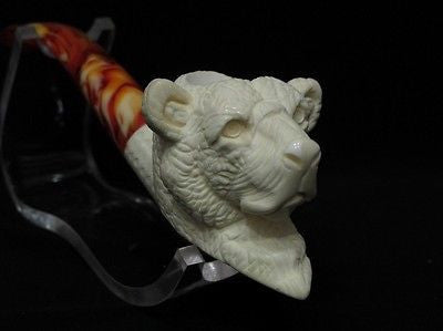 Cute Bear Block Meerschaum Pipe Animal sepiolite ideal smoking Hand carved 3269