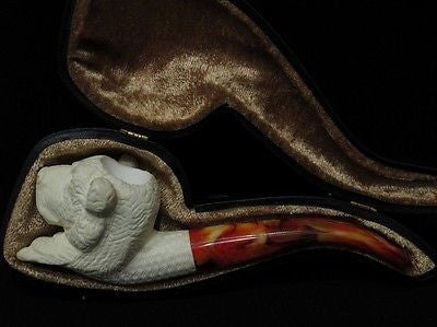 Cute Bear Block Meerschaum Pipe Animal sepiolite ideal smoking Hand carved 3269