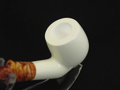 3/4 Smooth Bent Billiard Meerschaum Pipe pipes by Emin Hand carved Case New 6898