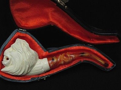 Wild Lion Meerschaum Pipe Animal by Emin FreeHand Vintage looks Ebay Meerco 1219