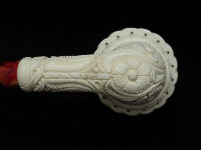 Floral Celtic Calabash Block Meerschaum Pipe by Emin Gift Pipes Big Bowl 4985
