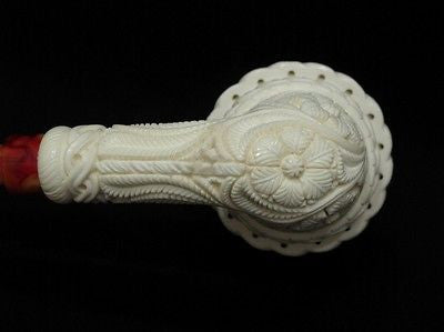 Floral Celtic Calabash Block Meerschaum Pipe by Emin Gift Pipes Big Bowl 4985