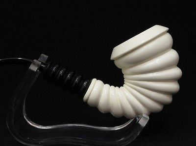 Helix Calabash Full Bent Block Meerschaum Pipe Big Bowl Trumpet shaped Tube 9464