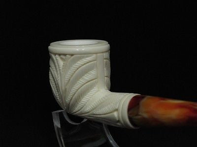 Straight Billiard Floral Block Meerschaum Pipe Hand carved Flower for Women 2027