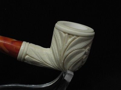 Straight Billiard Floral Block Meerschaum Pipe Hand carved Flower for Women 2027