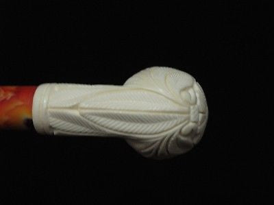 Straight Billiard Floral Block Meerschaum Pipe Hand carved Flower for Women 2027