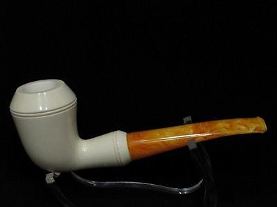 Smooth Straight Bulldog Block Meerschaum Pipe Colors fast Gift Case Meerco 6611