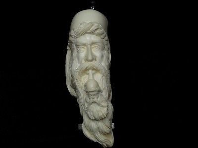 Old Fez Man Smoking Meerschaum Pipe 925 Sterling Silver Free hand Big Bowl 6547