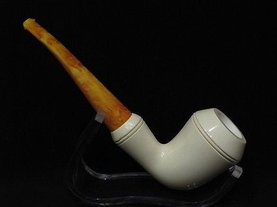 Smooth Straight Bulldog Block Meerschaum Pipe Colors fast Gift Case Meerco 6611