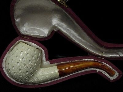 Lattice Apple Bent Block Meerschaum Pipe Tobacco Smoking Sea foam Eskisehir 0774