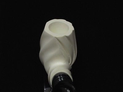 Spiral Bent Billiard Block Meerschaum Pipe Helix Acrylic stem Hand carved 6333