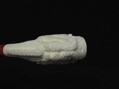 2 Embossed Dragons Meerschaum Pipe Horn shape by Medet smoking Mythological 0402
