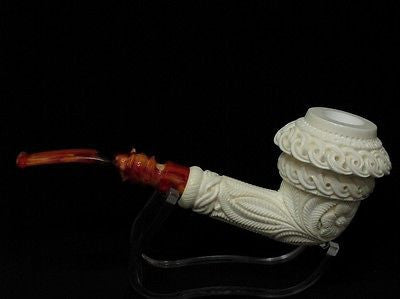 Floral Celtic Calabash Block Meerschaum Pipe by Emin Gift Pipes Big Bowl 4985