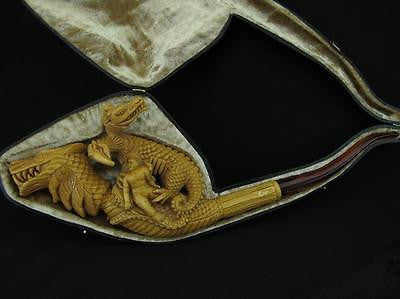 Dragon Family, 2 Headed Eagle, A Child Meerschaum Pipe Collectible Massive 0501