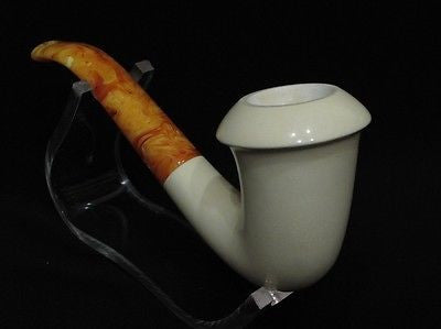 Smooth Bent Calabash Meerschaum Pipe magnesite block seafoam pipa Gift Case 7507