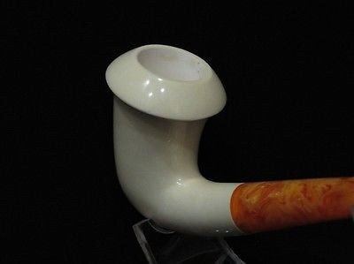 Smooth Bent Calabash Meerschaum Pipe magnesite block seafoam pipa Gift Case 7507