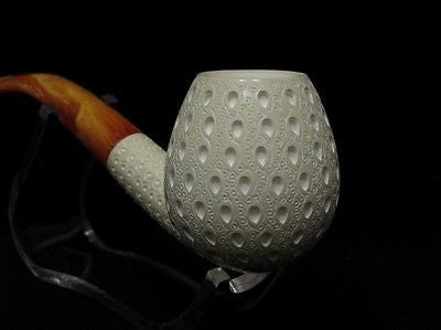 Lattice Apple Billiard Meerschaum Pipe Tobacco Freehand Big Bowl Gift Case 6148