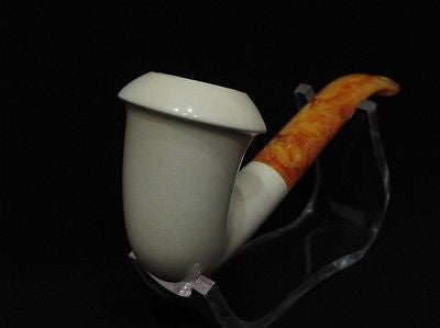 Smooth Bent Calabash Meerschaum Pipe magnesite block seafoam pipa Gift Case 7507