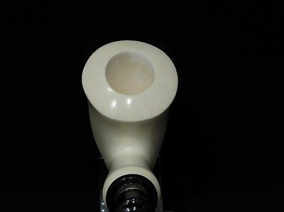Smooth Bent Calabash Block Meerschaum Pipe Silver Acrylic stem Colors great 2959