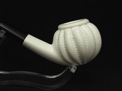 Paneled Bent Apple Swirl Block Meerschaum Pipe Hand made Tobacco Gift Case 8291