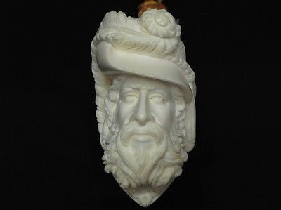 Cavalier Feather hat block Meerschaum Pipe smoking Gift sea foam Big Bowl 8301