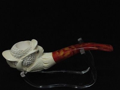 Eagle Claw Holding Rose Flower Block Meerschaum Pipe Hand carved in Turkey 0381