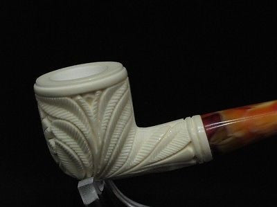 Straight Billiard Floral Block Meerschaum Pipe Hand carved Flower for Women 2027
