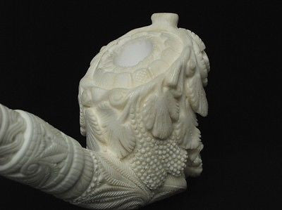 Giant Bacchus Vineyard Block Meerschaum Pipe Rare Turkey Self fitting case 9612