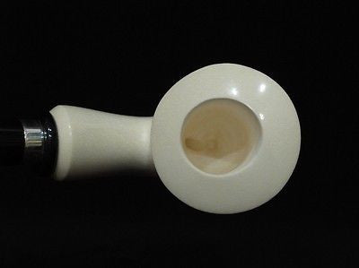 Smooth Bent Calabash Block Meerschaum Pipe Silver Acrylic stem Colors great 2959