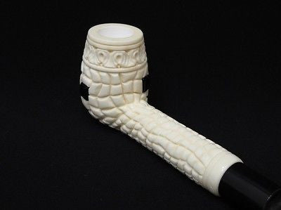 Italian Style Canadian Block Meerschaum Pipe w/ Inlaid Black Onyx Rare Cor 2860