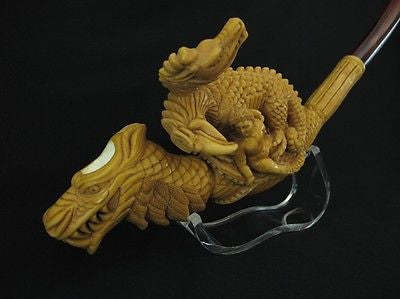 Dragon Family, 2 Headed Eagle, A Child Meerschaum Pipe Collectible Massive 0501