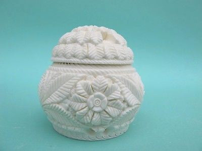 Floral Decorative Meerschaum Stone Jewelry Trinket Box Unique Gift women 4498