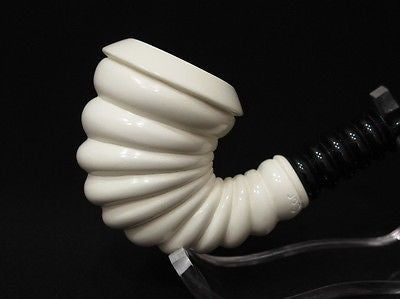 Helix Calabash Full Bent Block Meerschaum Pipe Big Bowl Trumpet shaped Tube 9464