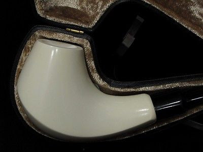 Classic Plain Smooth Block Meerschaum Pipe Acrylic mouth piece Free hand 2325