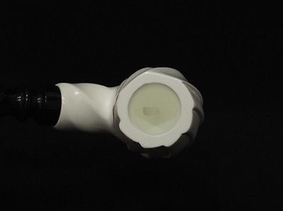 Spiral Bent Billiard Block Meerschaum Pipe Helix Acrylic stem Hand carved 6333