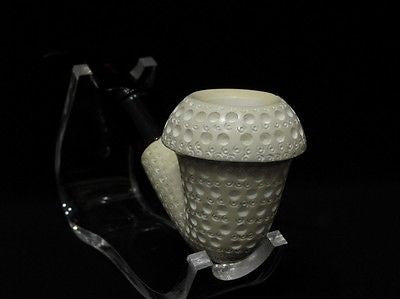 Half Bent Lattice Calabash Block Meerschaum Pipe 2stem Classic Churchwarden 0954