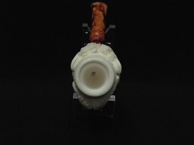 2 Embossed Dragons Meerschaum Pipe Horn shape by Medet smoking Mythological 0402