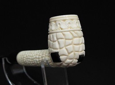 Italian Style Canadian Block Meerschaum Pipe w/ Inlaid Black Onyx Rare Cor 2860
