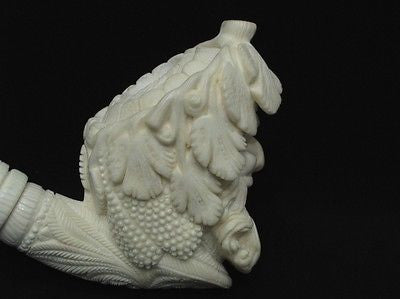 Giant Bacchus Vineyard Block Meerschaum Pipe Rare Turkey Self fitting case 9612