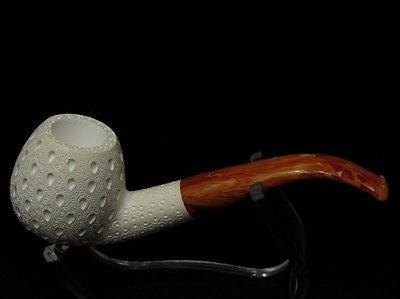 Lattice Apple Bent Block Meerschaum Pipe Tobacco Smoking Sea foam Eskisehir 0774
