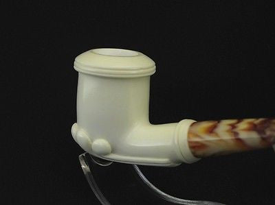 Smooth Oyster Smoking Block Meerschaum Pipe Gift Case Stand Pouch Good size 1536