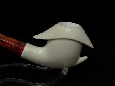 Smooth Abstract block Meerschaum Pipe Tobacco smoking Gift Case hand made 7764