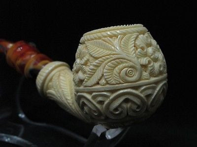 Floral Apple Danske Block Meerschaum Pipe Turkish pipes antique look Sitter 8420