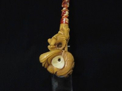 Baroque Floral Ivy w/Silver Ring Block Meerschaum Pipe Signed by Cor Patina 4096