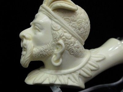 Australian Aboriginal Warrior Block Meerschaum Pipe 925 Silver Band H. Cor 0591